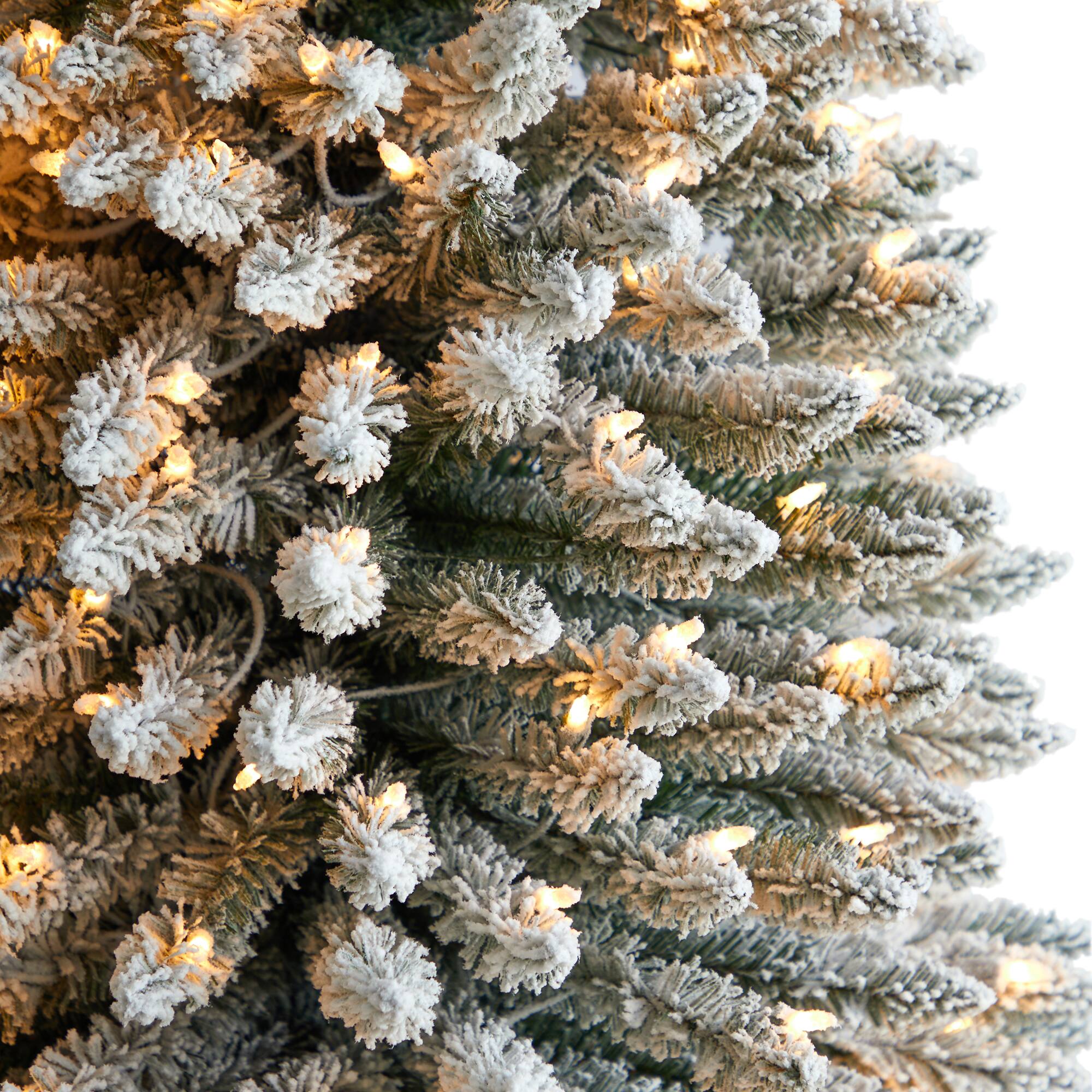 11ft. Pre-Lit Flocked Artificial Pencil Christmas Tree, Clear Lights
